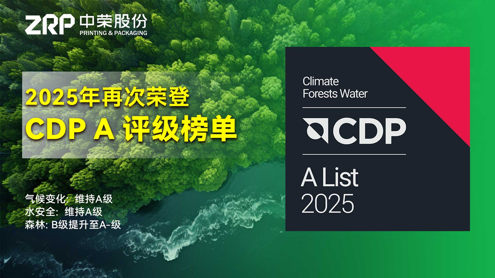 蝉联荣耀！Z6尊龙凯时股份连续两年荣获CDP“A级”环保评级，启航2026高质量可持续发展新征程